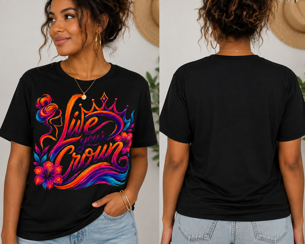 Live Your Crown Graphic T-Shirt | Inspirational Women's Unisex Tee| short sleeved